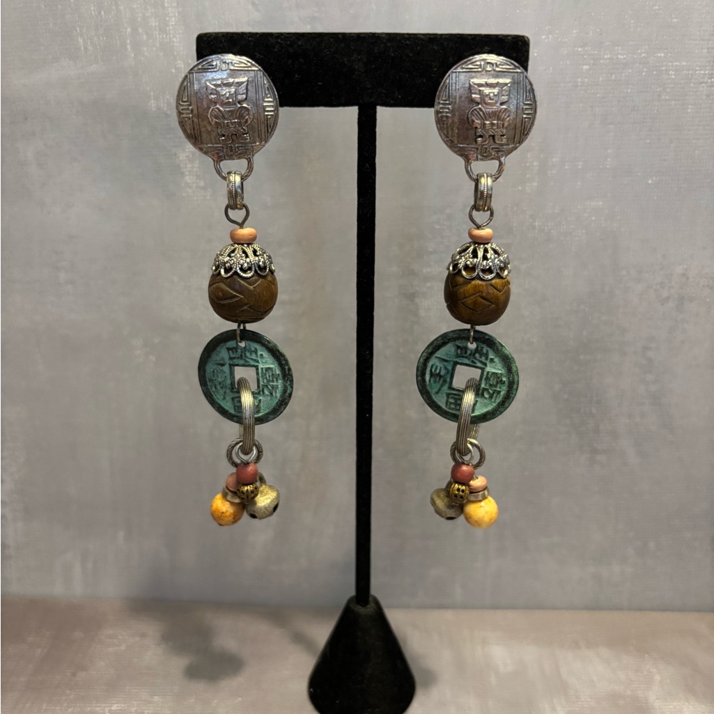 Robert Rose Silver And Brown Dangle Earrings 45$